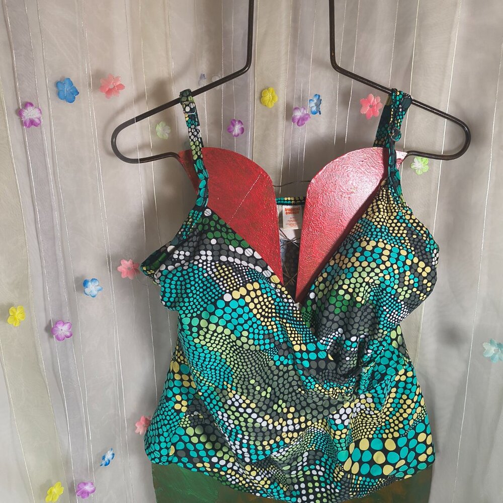 Tropical Escape Womens Swim Top Size XL
